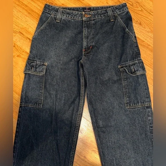 Y2K TOMMY HILFIGER Baggy Rave Cargo Jeans 33x31